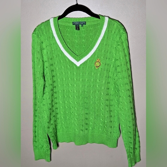 Vintage Y2K Ralph Lauren Preppy Old Money Heritage Cable Knit Sweater, Medium - Picture 1 of 3